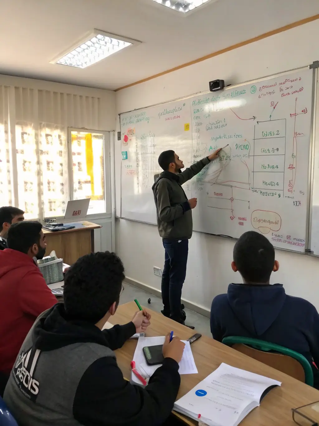 An instructor leading a workshop on mobile app development, demonstrating the practical skills gained in the bootcamp.